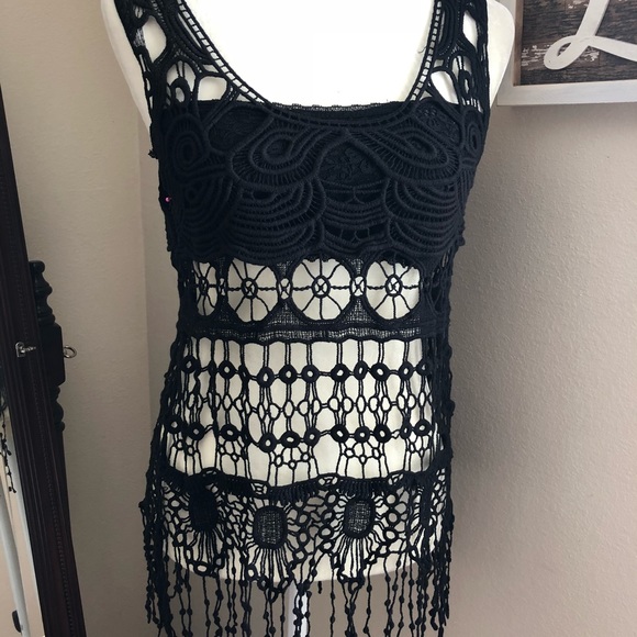 Clearance🎉Black Lace Cover Up - Picture 2 of 7